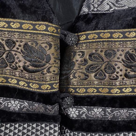 Vintage Worthington Women Mixed Media Vest Medium Velvet Floral Boho Whimsigoth - Picture 2 of 5